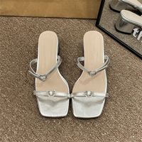 Women's Casual Solid Color Square Toe Ankle Strap Sandals main image 2