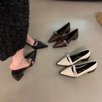 Women's Elegant Commute Solid Color Point Toe Flats Mary Jane main image 1