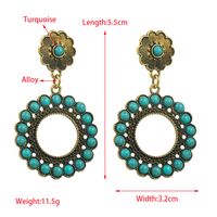 1 Pair Vintage Style Vacation Ethnic Style Round Plating Inlay Alloy Turquoise Drop Earrings main image 2