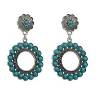 1 Pair Vintage Style Vacation Ethnic Style Round Plating Inlay Alloy Turquoise Drop Earrings main image 5