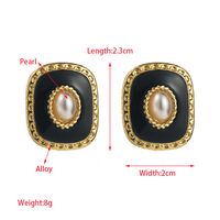 1 Pair Vacation Simple Style Square Enamel Inlay Alloy Pearl Ear Studs main image 2