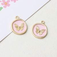 High-Grade Alloy Dripping Oil Round Butterfly Personality Small Pendant Earrings Necklace Diy Handmade Ornament Pendant Parts sku image 4