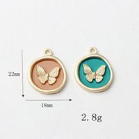 High-Grade Alloy Dripping Oil Round Butterfly Personality Small Pendant Earrings Necklace Diy Handmade Ornament Pendant Parts main image 2