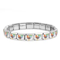 Popular Nordic Italian 9mm Universal Stainless Steel Color Module Bracelet Rainbow Rooster Pearl Crown Diy Bracelet sku image 4
