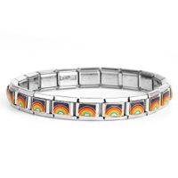 Popular Nordic Italian 9mm Universal Stainless Steel Color Module Bracelet Rainbow Rooster Pearl Crown Diy Bracelet main image 1