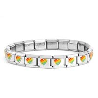 Popular Nordic Italian 9mm Universal Stainless Steel Color Module Bracelet Rainbow Rooster Pearl Crown Diy Bracelet main image 5