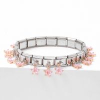 Fashion Cute Pendant Five Petal Grass Italian Charm Single Section Spring Stainless Steel 9mm Bracelet Jewelry main image 3