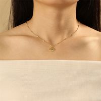 Fashion Color Devil's Eye Oil Drop Copper Gold-plated Cuban Chain Pendant Necklace main image 3