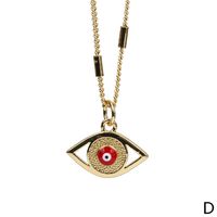 Fashion Color Devil's Eye Oil Drop Copper Gold-plated Cuban Chain Pendant Necklace main image 9
