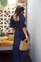 Women's Regular Dress Simple Style Boat Neck Short Sleeve Solid Color Maxi Long Dress Daily main image 5