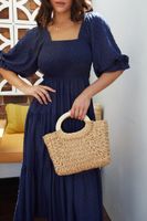 Women's Regular Dress Simple Style Boat Neck Short Sleeve Solid Color Maxi Long Dress Daily main image 2