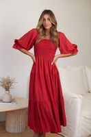Women's Regular Dress Simple Style Boat Neck Short Sleeve Solid Color Maxi Long Dress Daily main image 3
