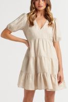 Women's Regular Dress Vacation V Neck Pleated Short Sleeve Solid Color Above Knee Holiday Daily main image 4