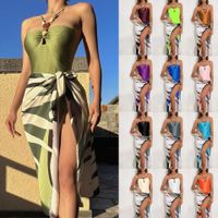 Women's Vacation Printing Solid Color 2 Pieces One Piece Swimwear main image 6