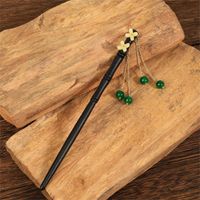 Women's Chinoiserie Classic Style Artistic Bamboo Flower Wood Tassel Hairpin sku image 1