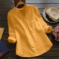 Women's Blouse Long Sleeve Blouses Pocket Simple Style Solid Color main image 2