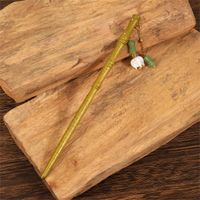 Women's Chinoiserie Classic Style Artistic Bamboo Flower Wood Tassel Hairpin sku image 4