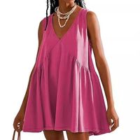 Women's Princess Dress Casual V Neck Pocket Sleeveless Solid Color Knee-Length Daily main image 4