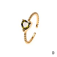 Copper 18K Gold Plated IG Style Solid Color Commute Inlay Water Droplets Heart Shape Rectangle Zircon Open Rings sku image 4
