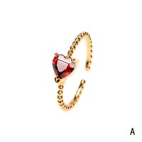 Copper 18K Gold Plated IG Style Solid Color Commute Inlay Water Droplets Heart Shape Rectangle Zircon Open Rings main image 10