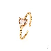 Copper 18K Gold Plated IG Style Solid Color Commute Inlay Water Droplets Heart Shape Rectangle Zircon Open Rings main image 7