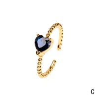 Copper 18K Gold Plated IG Style Solid Color Commute Inlay Water Droplets Heart Shape Rectangle Zircon Open Rings main image 9