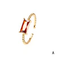 Le Cuivre Plaqué Or 18K Style IG Couleur Unie Commuer Incruster Les Gouttelettes D'Eau Forme De Cœur Rectangle Zircon Anneau Ouvert sku image 18