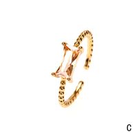 Kupfer 18 Karat Vergoldet IG-Stil Einfarbig Pendeln Inlay Wassertropfen Herzform Rechteck Zirkon Offener Ring sku image 1