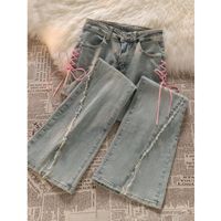 Women's Daily Simple Style Solid Color Bow Knot Full Length Button Flared Pants Jeans main image 6