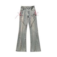 Women's Daily Simple Style Solid Color Bow Knot Full Length Button Flared Pants Jeans main image 2