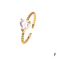 Copper 18K Gold Plated IG Style Solid Color Commute Inlay Water Droplets Heart Shape Rectangle Zircon Open Rings sku image 6
