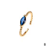 Kupfer 18 Karat Vergoldet IG-Stil Einfarbig Pendeln Inlay Wassertropfen Herzform Rechteck Zirkon Offener Ring sku image 7