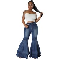 Women's Daily Simple Style Solid Color Full Length Ripped Flared Pants Jeans main image 2