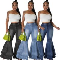 Women's Daily Simple Style Solid Color Full Length Ripped Flared Pants Jeans main image 1