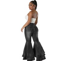 Women's Daily Simple Style Solid Color Full Length Ripped Flared Pants Jeans main image 4