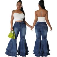 Women's Daily Simple Style Solid Color Full Length Ripped Flared Pants Jeans main image 5