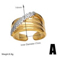 Wholesale Retro Simple Style Roman Style Geometric Copper Plating Inlay 18K Gold Plated Zircon Rings main image 2