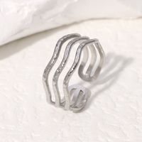 304 Stainless Steel 18K Gold Plated IG Style Simple Style Classic Style Waves Lines Open Rings main image 5