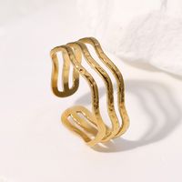 304 Stainless Steel 18K Gold Plated IG Style Simple Style Classic Style Waves Lines Open Rings main image 4