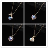 IG Style Elegant Lady Heart Shape Butterfly Alloy Inlay Artificial Gemstones Women's Pendant Necklace main image 1