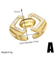 Wholesale Elegant Simple Style Geometric Copper Plating Inlay 18K Gold Plated Zircon Rings main image 2