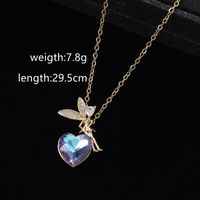 IG Style Elegant Lady Heart Shape Butterfly Alloy Inlay Artificial Gemstones Women's Pendant Necklace main image 2