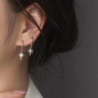 1 Pair Elegant Glam Star Inlay Sterling Silver Rhinestones Zircon White Gold Plated Gold Plated Drop Earrings main image 9