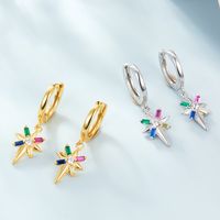 1 Pair Elegant Glam Star Inlay Sterling Silver Rhinestones Zircon White Gold Plated Gold Plated Drop Earrings main image 3