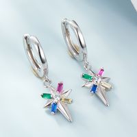 1 Pair Elegant Glam Star Inlay Sterling Silver Rhinestones Zircon White Gold Plated Gold Plated Drop Earrings main image 4
