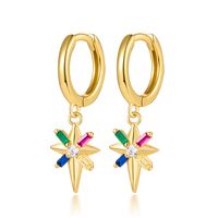 1 Pair Elegant Glam Star Inlay Sterling Silver Rhinestones Zircon White Gold Plated Gold Plated Drop Earrings sku image 1