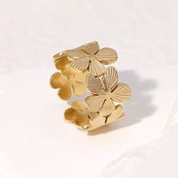 Edelstahl 304 18 Karat Vergoldet IG-Stil Pastoral Einfacher Stil Überzug Blume Offener Ring main image 4