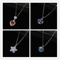 Elegant Lady Classic Style Star Heart Shape Alloy Inlay Artificial Gemstones Zircon Women's Pendant Necklace main image 1