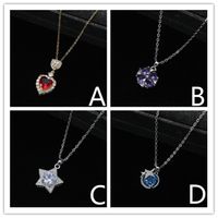 Elegant Lady Classic Style Star Heart Shape Alloy Inlay Artificial Gemstones Zircon Women's Pendant Necklace main image 3