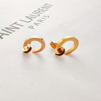 1 Pair IG Style Elegant Simple Style Round Roman Numeral Inlay 304 Stainless Steel Rhinestones Gold Plated Ear Studs main image 1